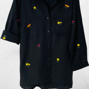 Black Floral Embroidered Shirt - San Marino