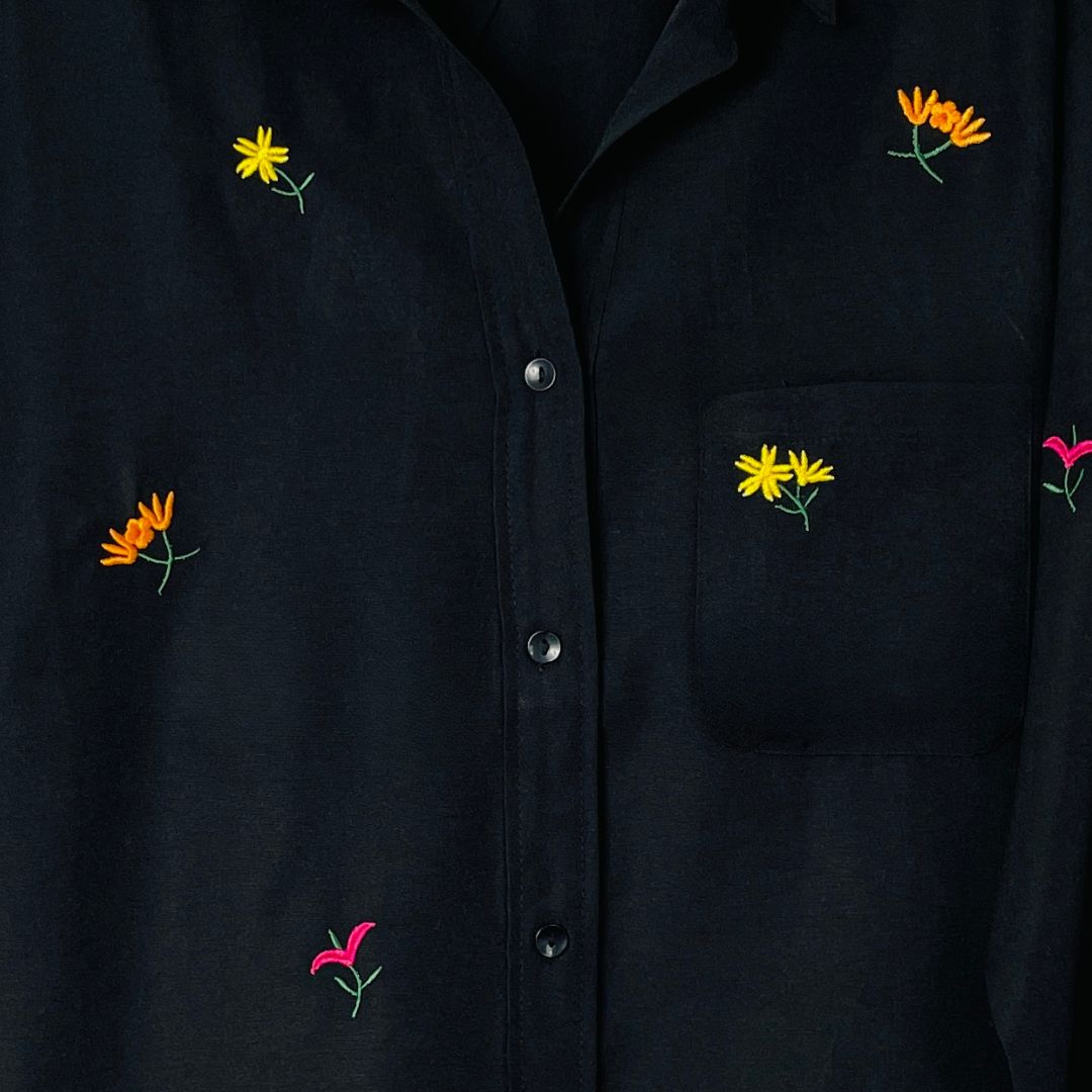 Black Floral Embroidered Shirt - San Marino