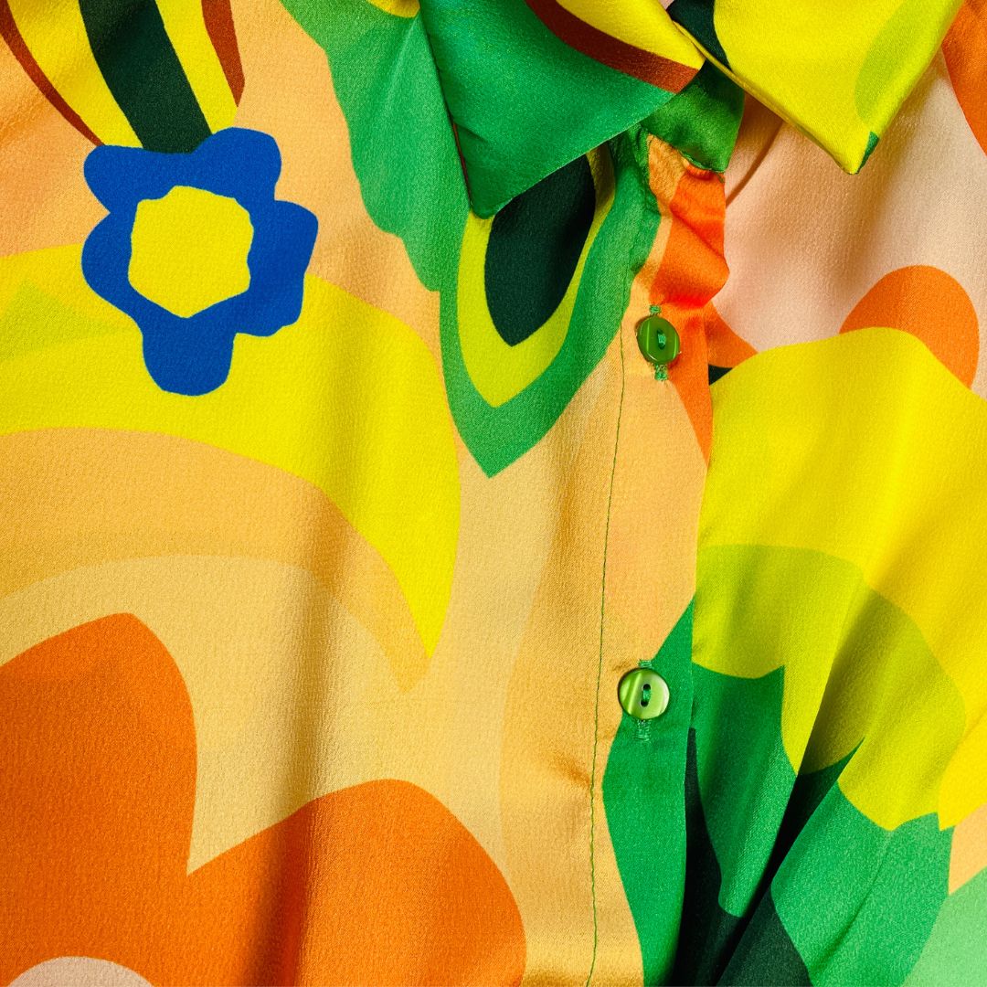 Daisy Floral Print Satin Shirt
