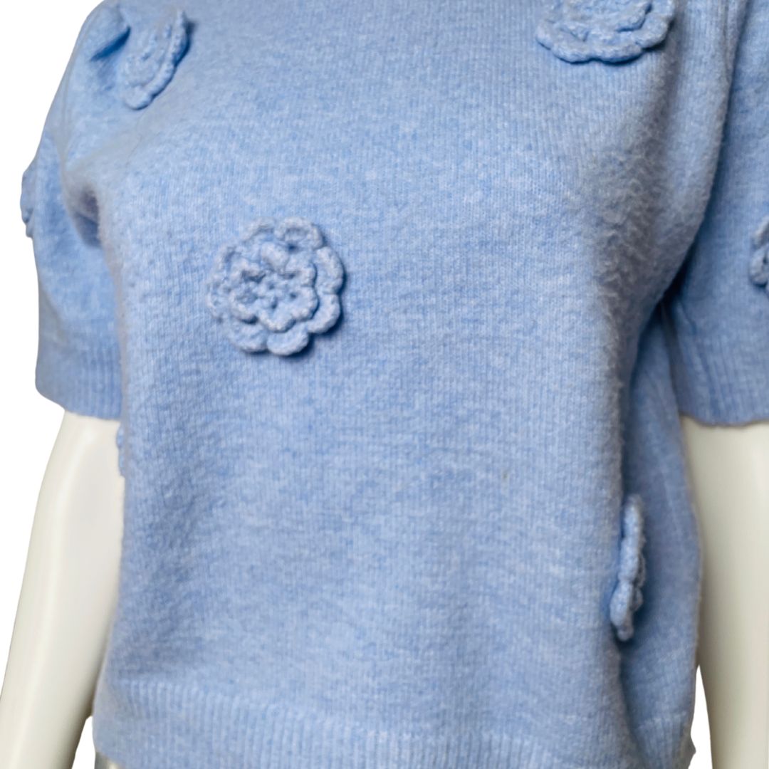 Floral Appliqué Knit Top