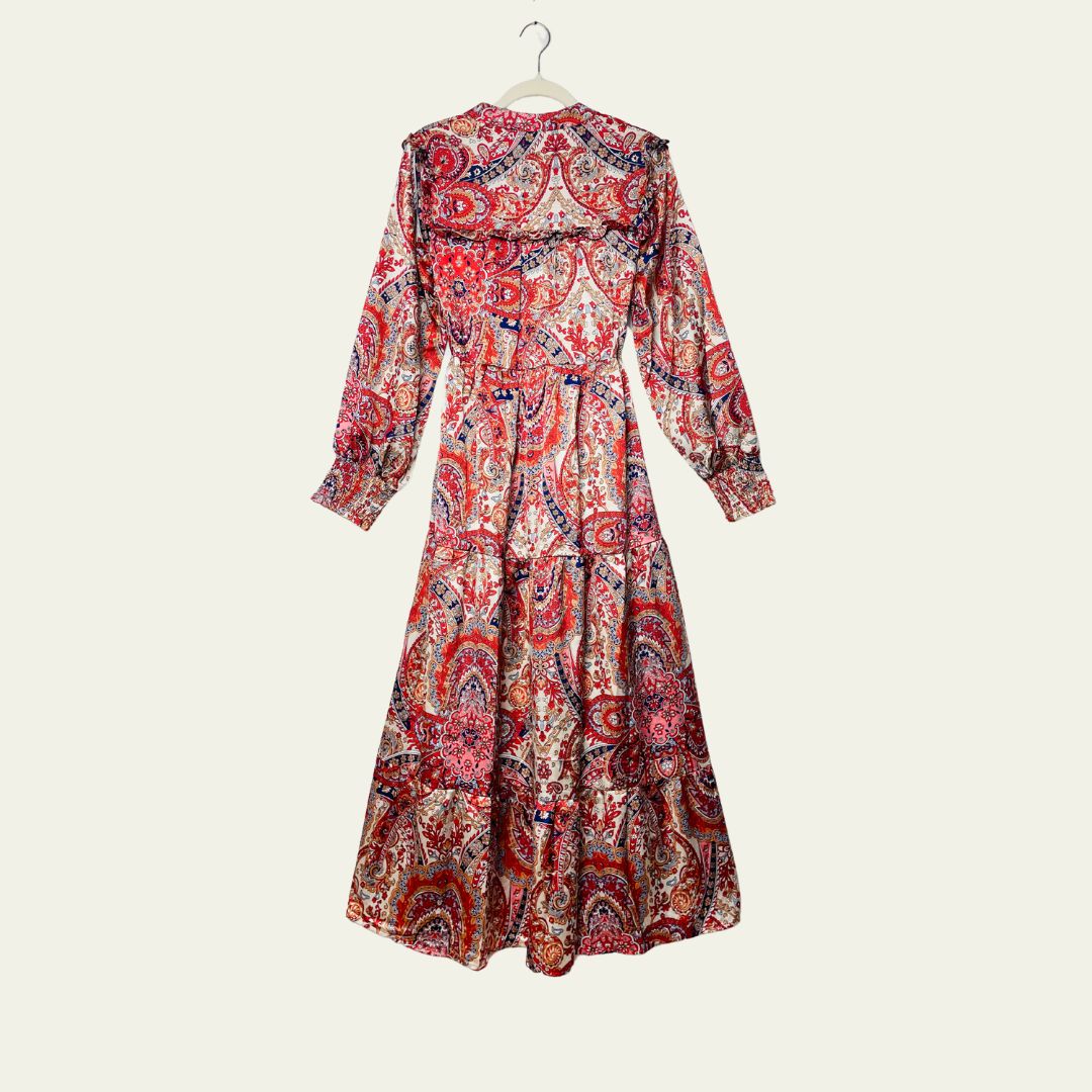 Golden Sun Tiered Midi Dress