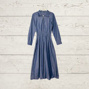 Midi Dress Zip-Up Lightweight Poplin Denim