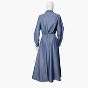 Midi Dress Zip-Up Lightweight Poplin Denim