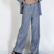 Mid-Rise Pleated Wide-Leg Pants
