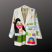 Relaxed Boyfriend Blazer - Rainbow Pop Art Design