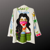Relaxed Boyfriend Blazer - Rainbow Pop Art Design