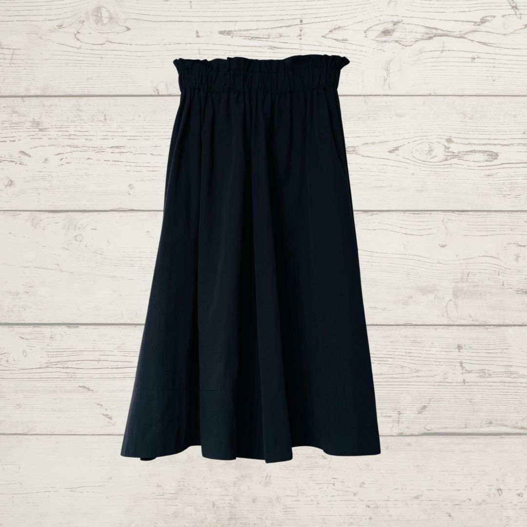 Cotton Midi Black Skirt