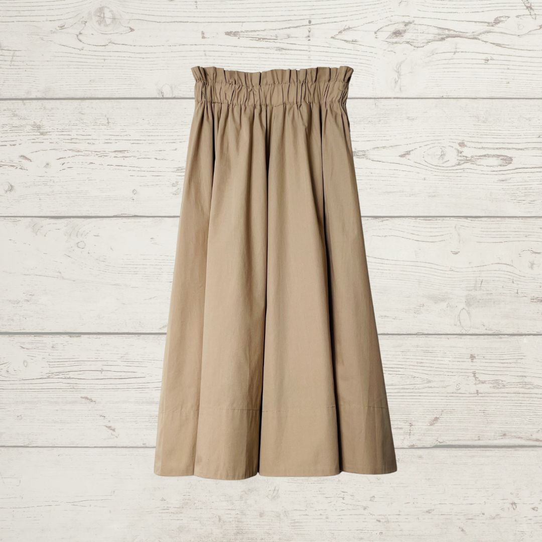 Cotton Midi Beige Skirt