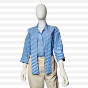 Tie Neck Poplin Stripe Shirt
