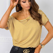 Striped V-Backline Striped Cotton Top